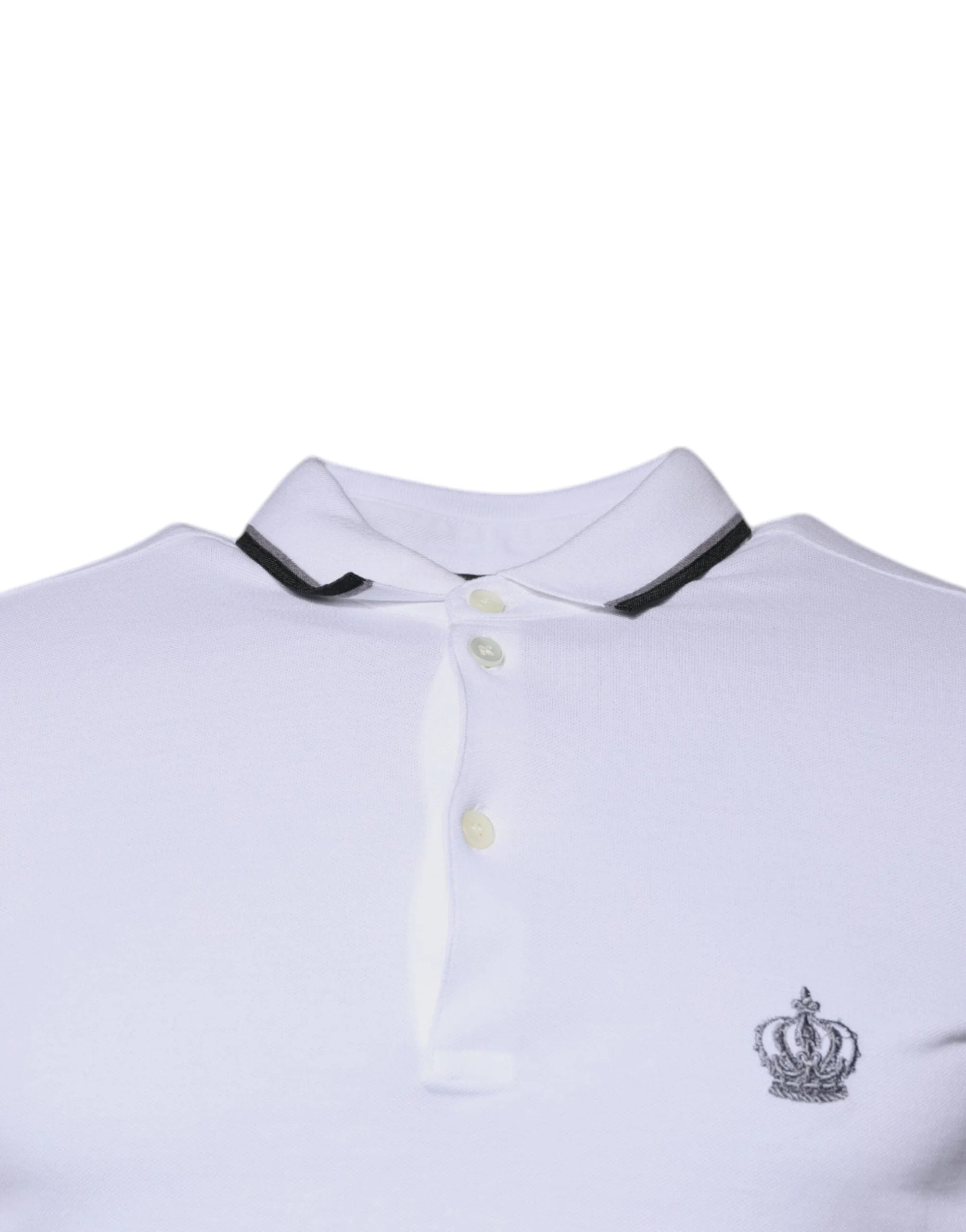 Dolce & Gabbana White Cotton Crown Collared Polo T-shirt - IT44 | XS - Polos