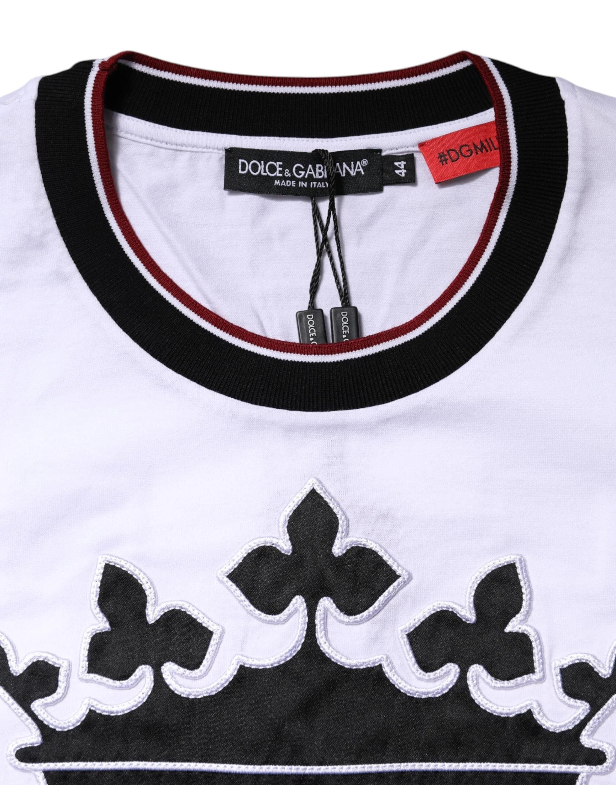 Dolce & Gabbana White Cotton Crown King Embroidery T-shirt - IT44 | XS - T-Shirts
