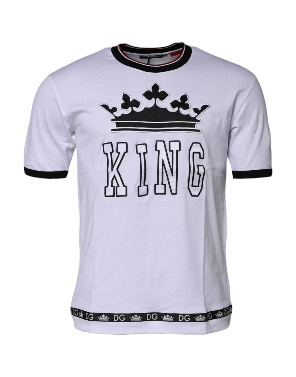 Dolce & Gabbana White Cotton Crown King Embroidery T-shirt - IT44 | XS - T-Shirts