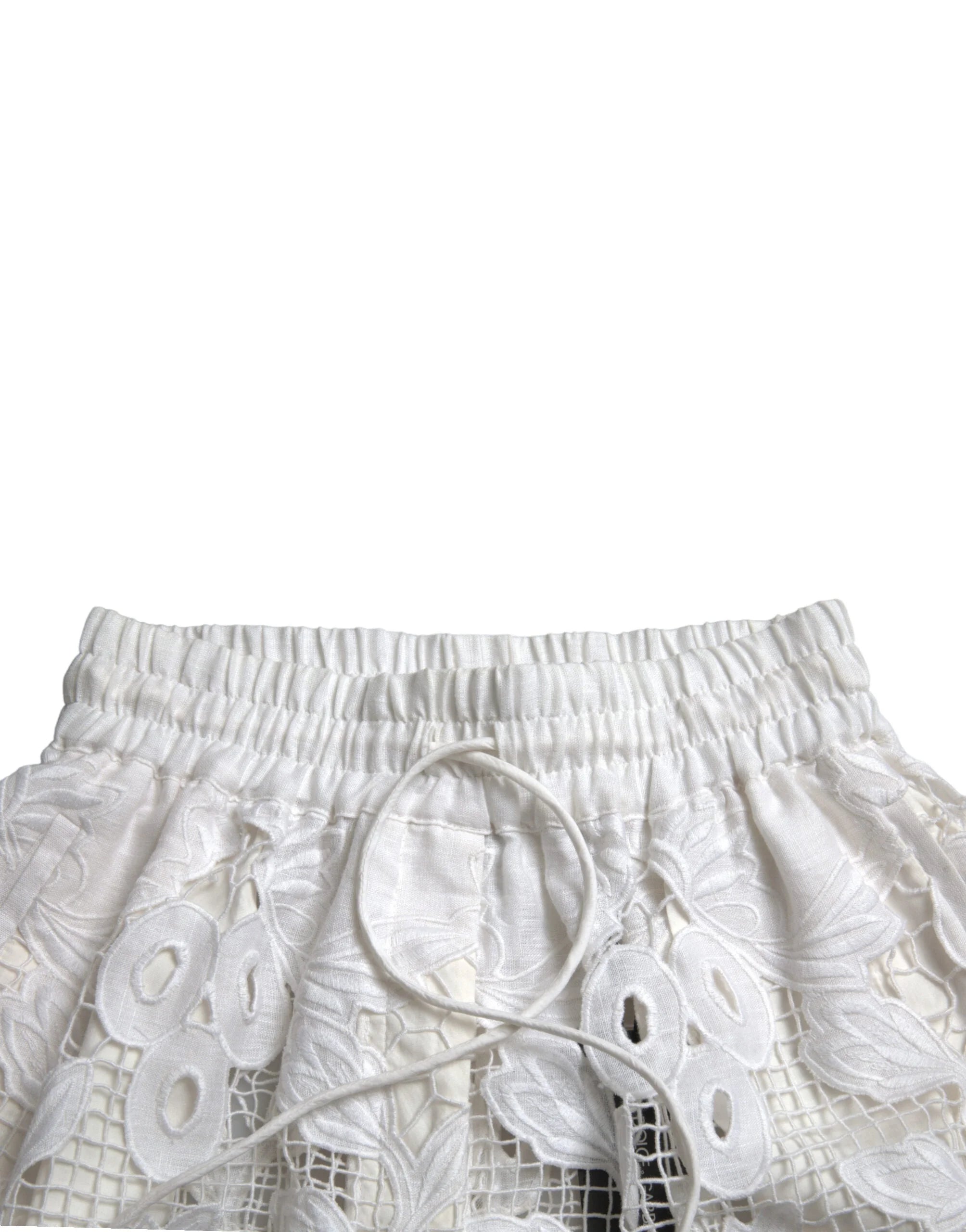 Dolce & Gabbana White Cotton Cutout High Waist Bermuda Shorts - IT40|S - Bermudas