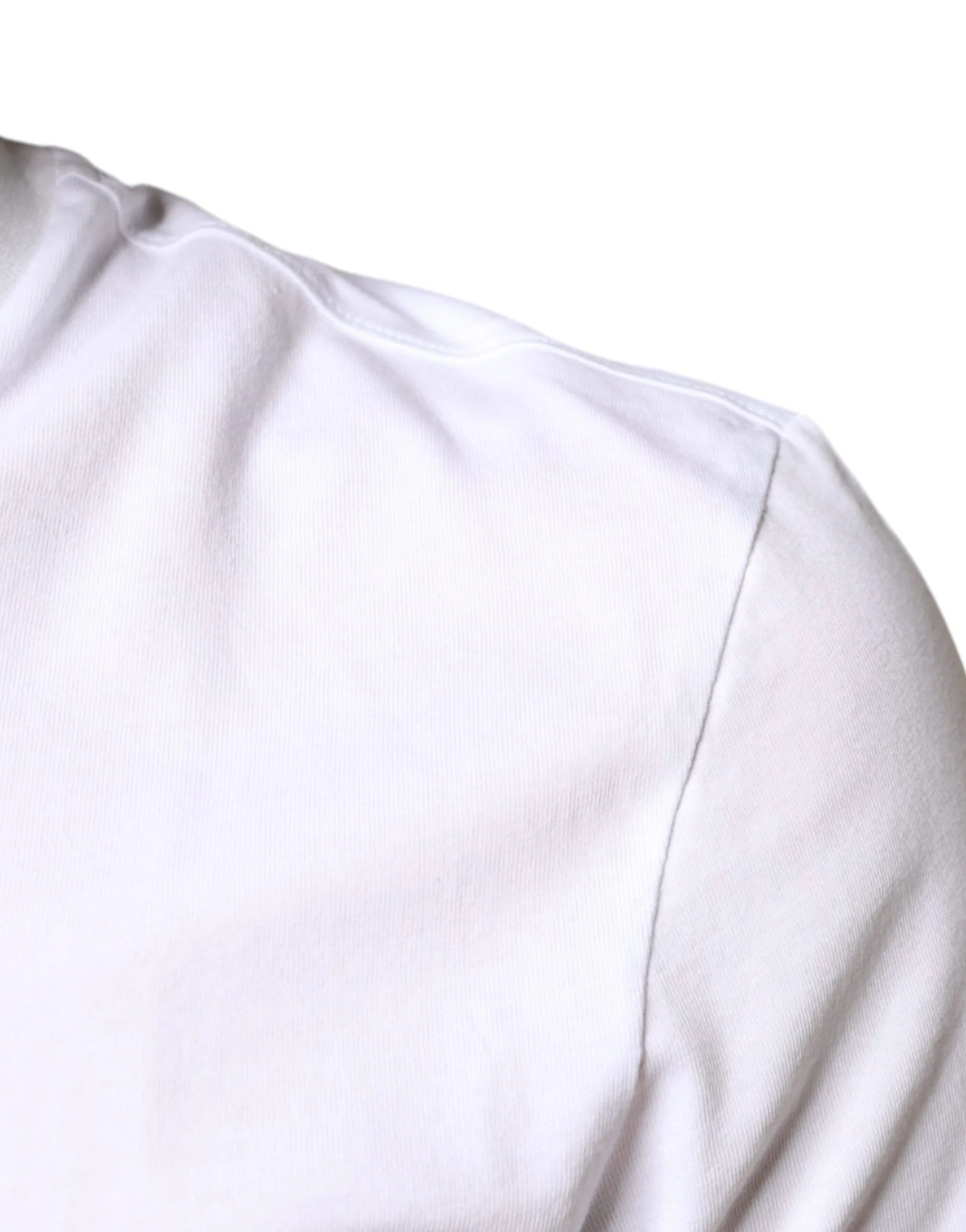 Dolce & Gabbana White Cotton DG Applique Casual T-shirt - T-Shirts