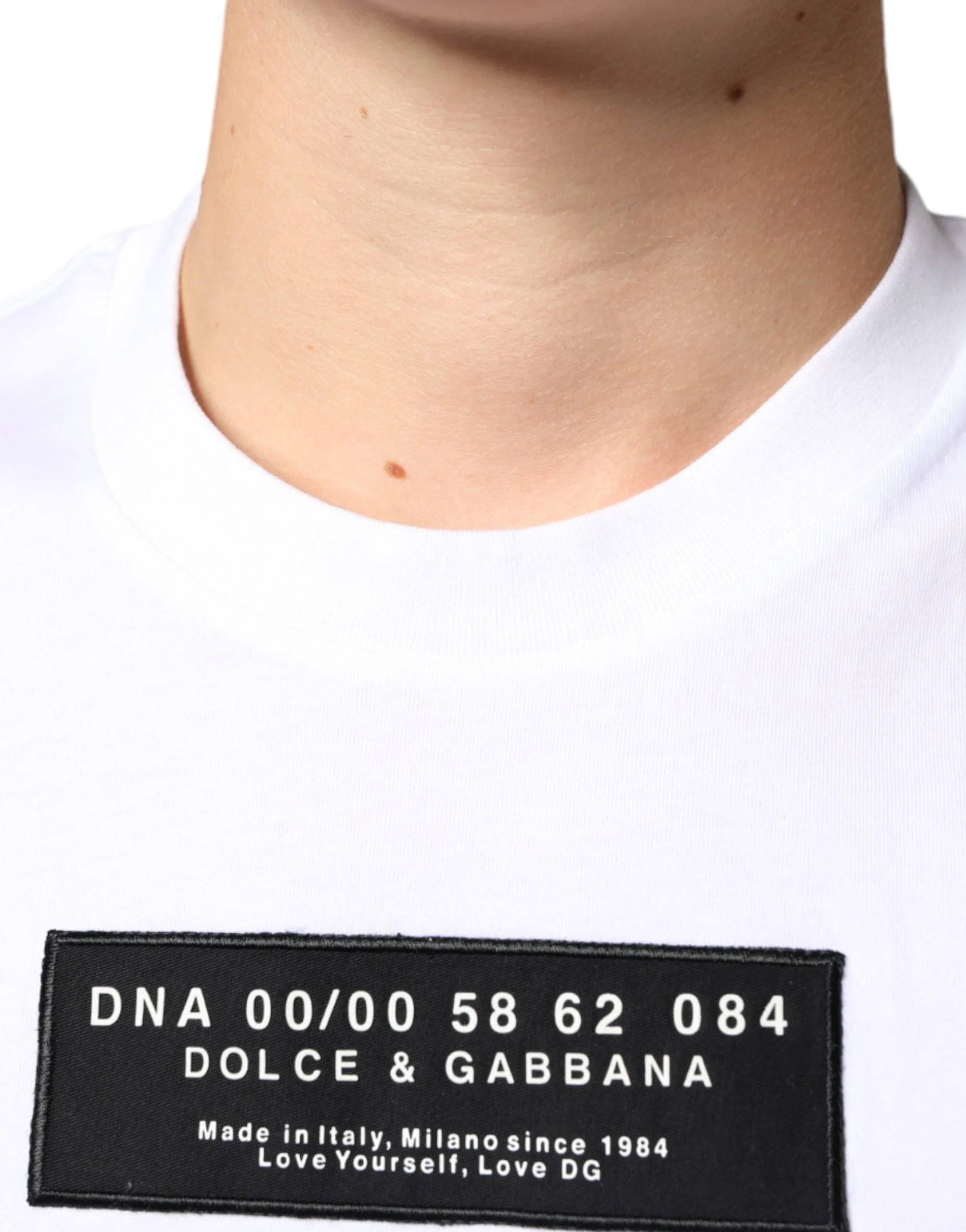 Dolce & Gabbana White Cotton DG Applique Casual T-shirt - T-Shirts