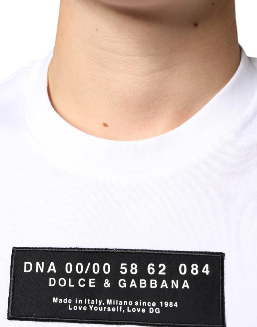 Dolce & Gabbana White Cotton DG Applique Casual T-shirt - T-Shirts