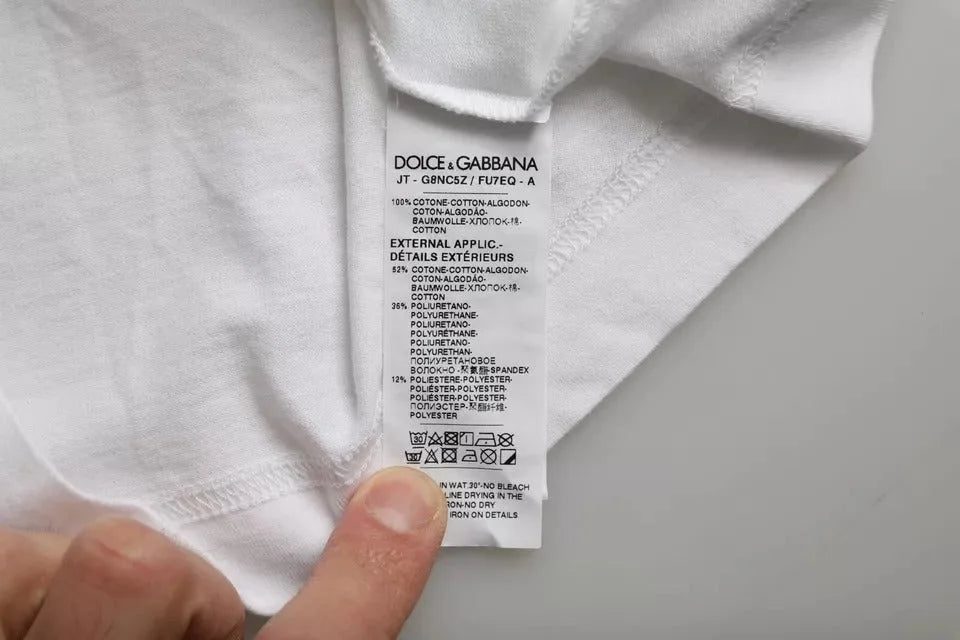 Dolce & Gabbana White Cotton DG Applique Men Casual T-shirt - IT44 | XS - T-Shirts