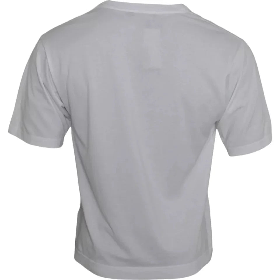 Dolce & Gabbana White Cotton DG Applique Men Casual T-shirt - IT44 | XS - T-Shirts