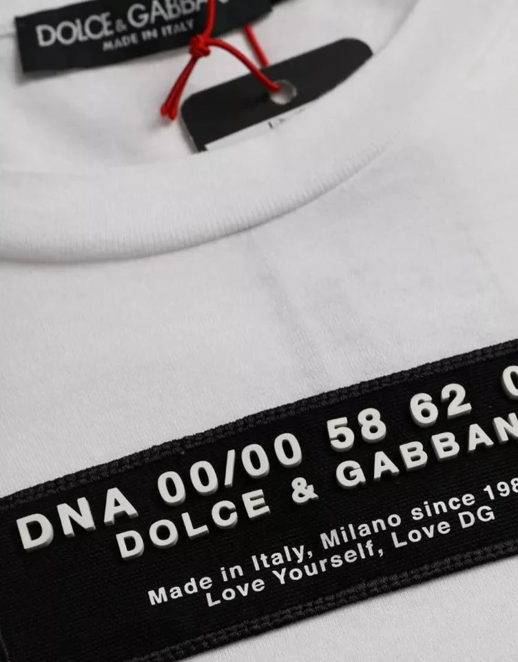 Dolce & Gabbana White Cotton DG Applique Men Casual T-shirt - IT44 | XS - T-Shirts