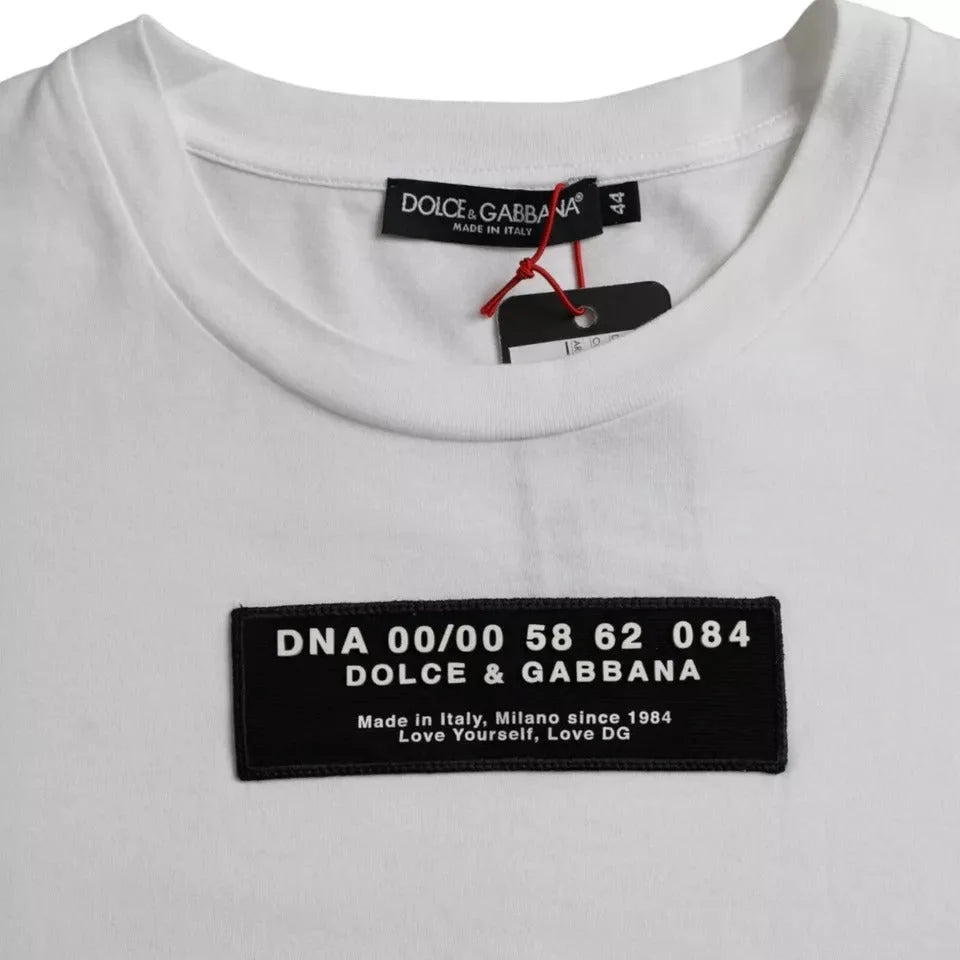 Dolce & Gabbana White Cotton DG Applique Men Casual T-shirt - IT44 | XS - T-Shirts