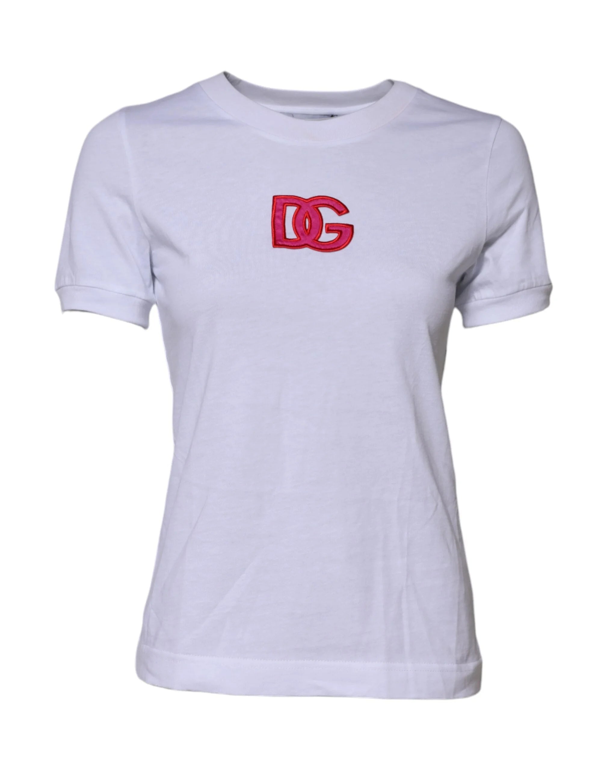 Dolce & Gabbana White Cotton DG Logo Embroidery Top T-shirt - IT38 | XS - T-Shirts