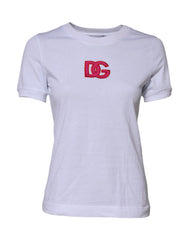 Dolce & Gabbana White Cotton DG Logo Embroidery Top T-shirt - IT38 | XS - T-Shirts