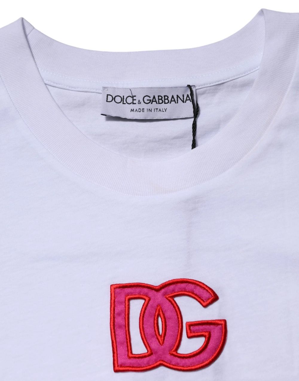 Dolce & Gabbana White Cotton DG Logo Embroidery Top T-shirt - IT38 | XS - T-Shirts
