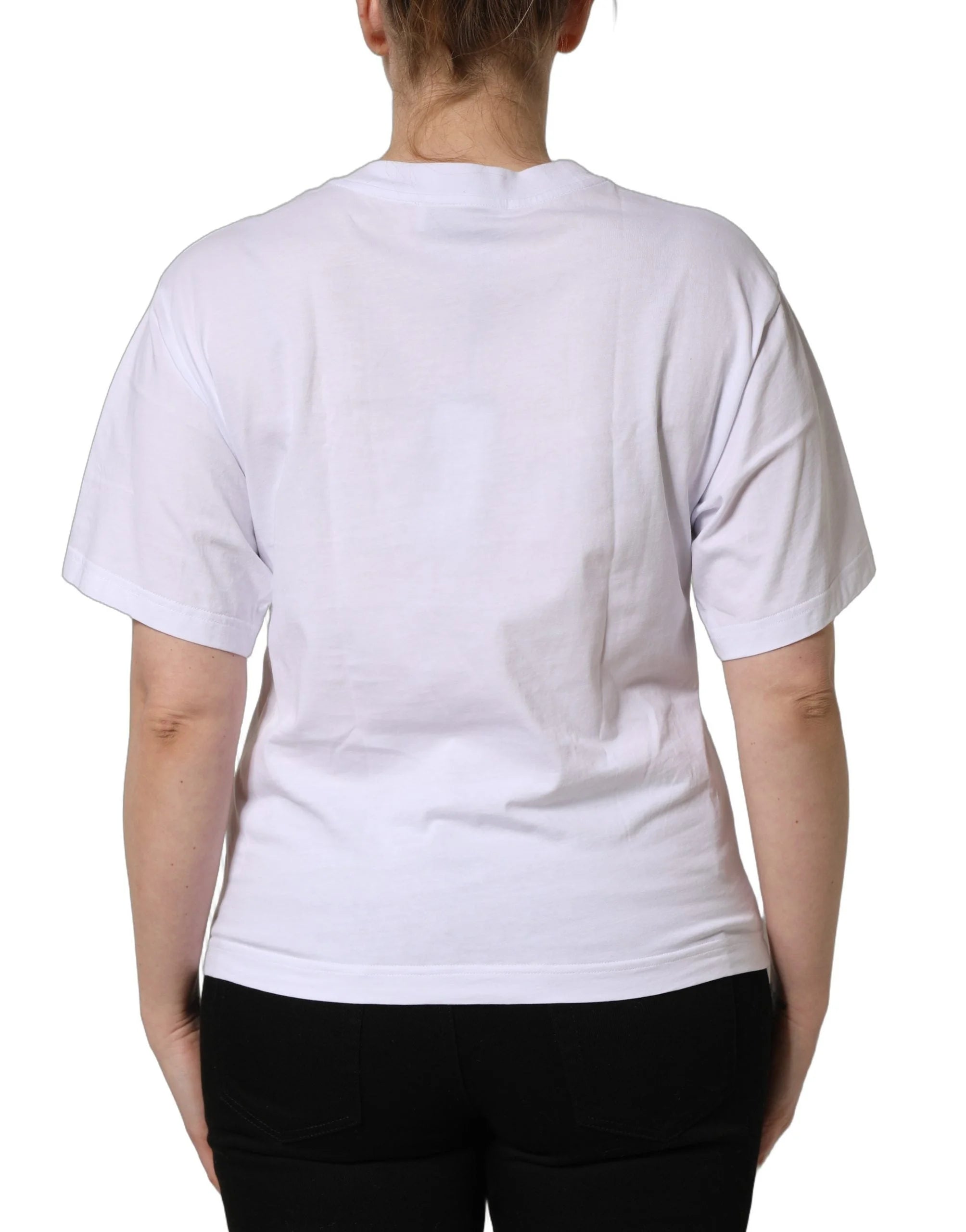 Dolce & Gabbana White Cotton DG Logo Patch Crew Neck T-shirt - IT38 | XS