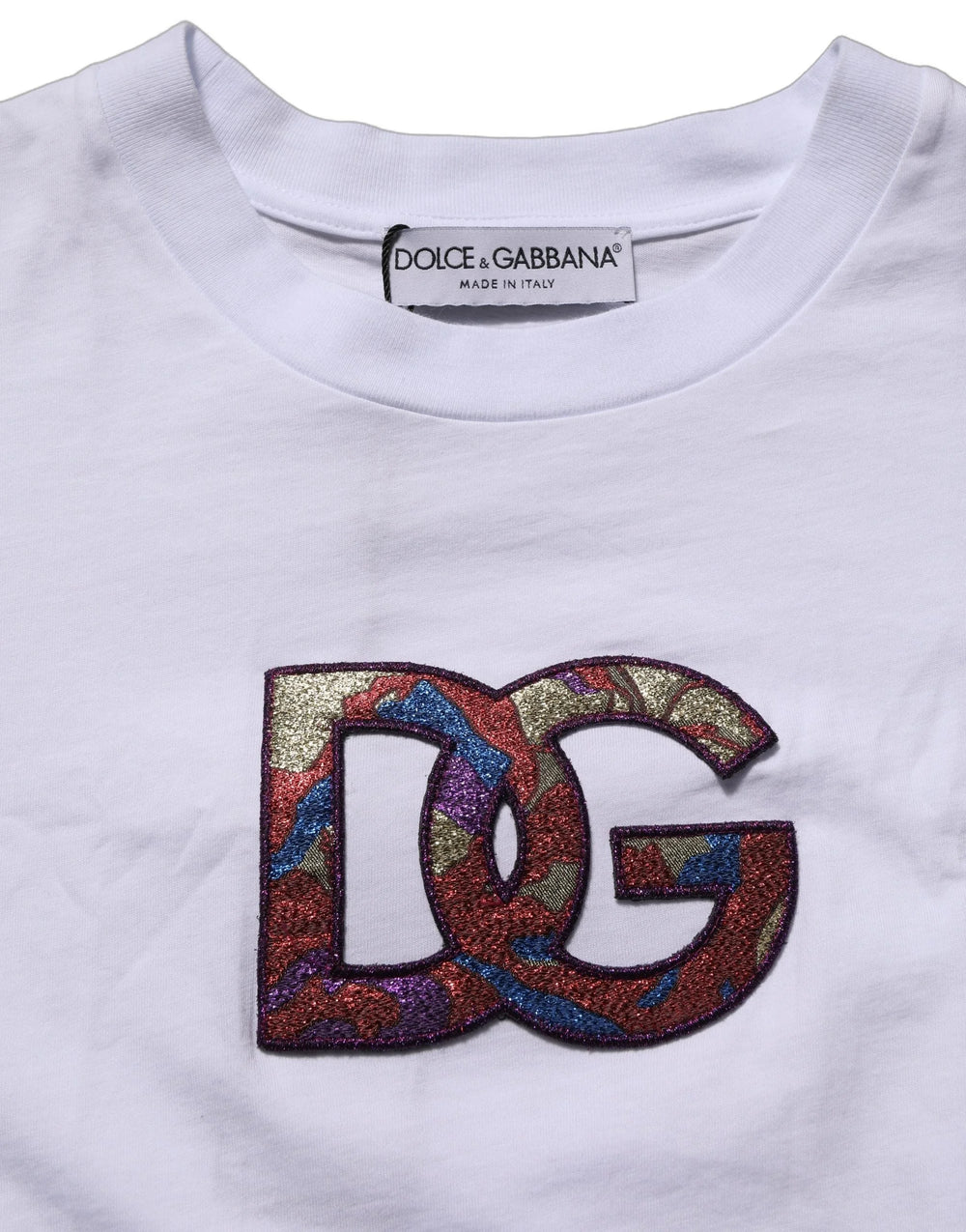 Dolce & Gabbana White Cotton DG Logo Patch Crew Neck T-shirt - IT38 | XS