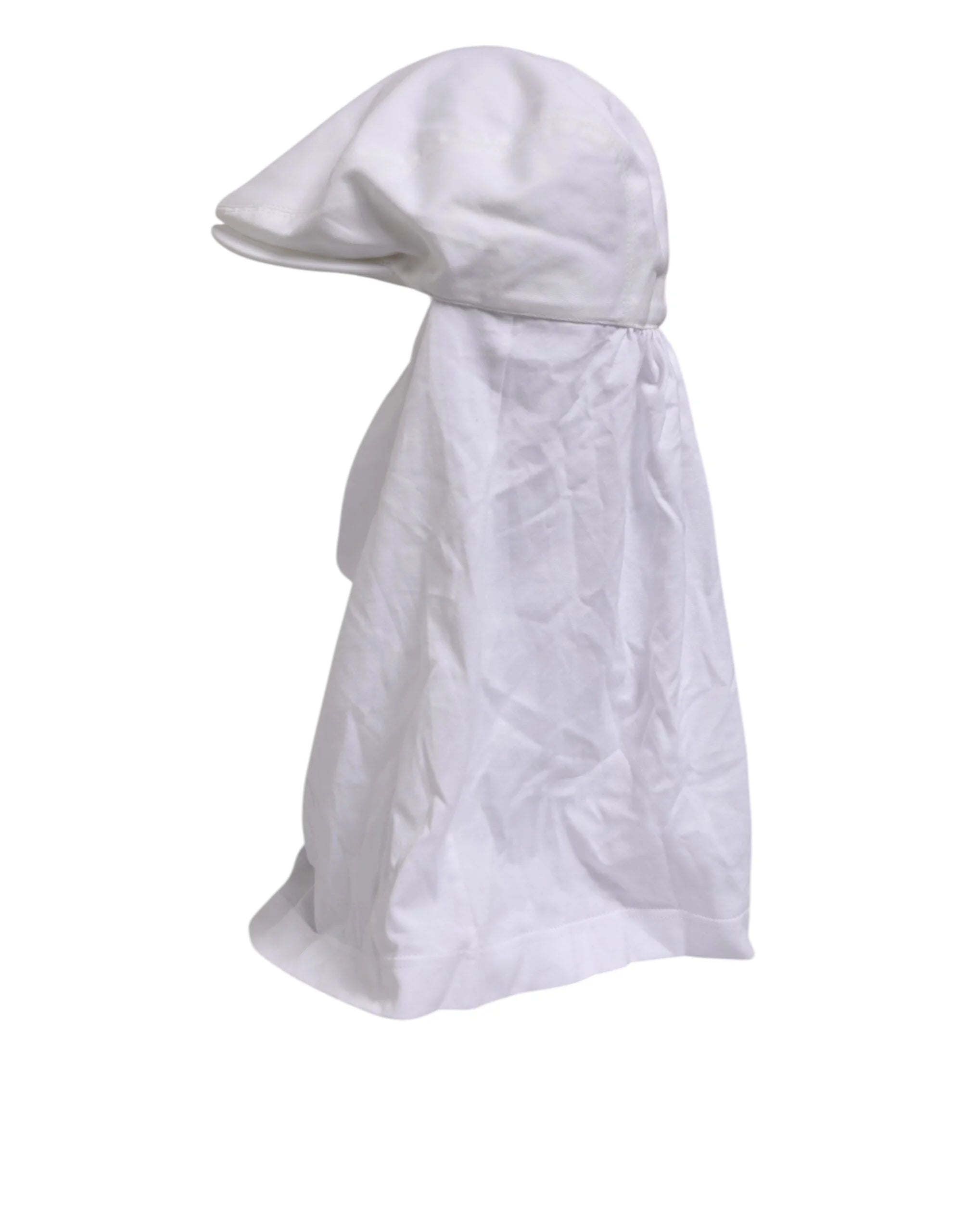 Dolce & Gabbana White Cotton DG Logo Plaque Baseball Balaclava Hat - 60 cm|XL - Balaclavas