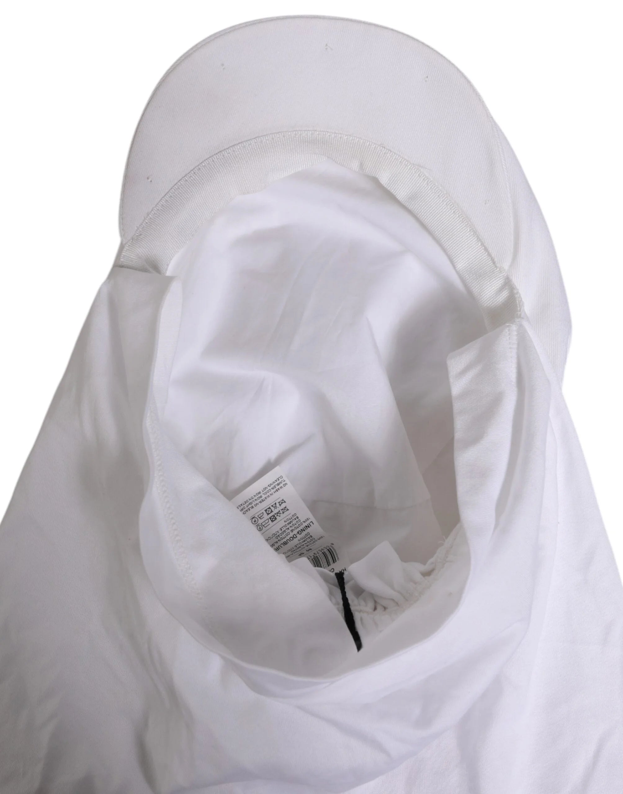 Dolce & Gabbana White Cotton DG Logo Plaque Baseball Balaclava Hat - 60 cm|XL - Balaclavas