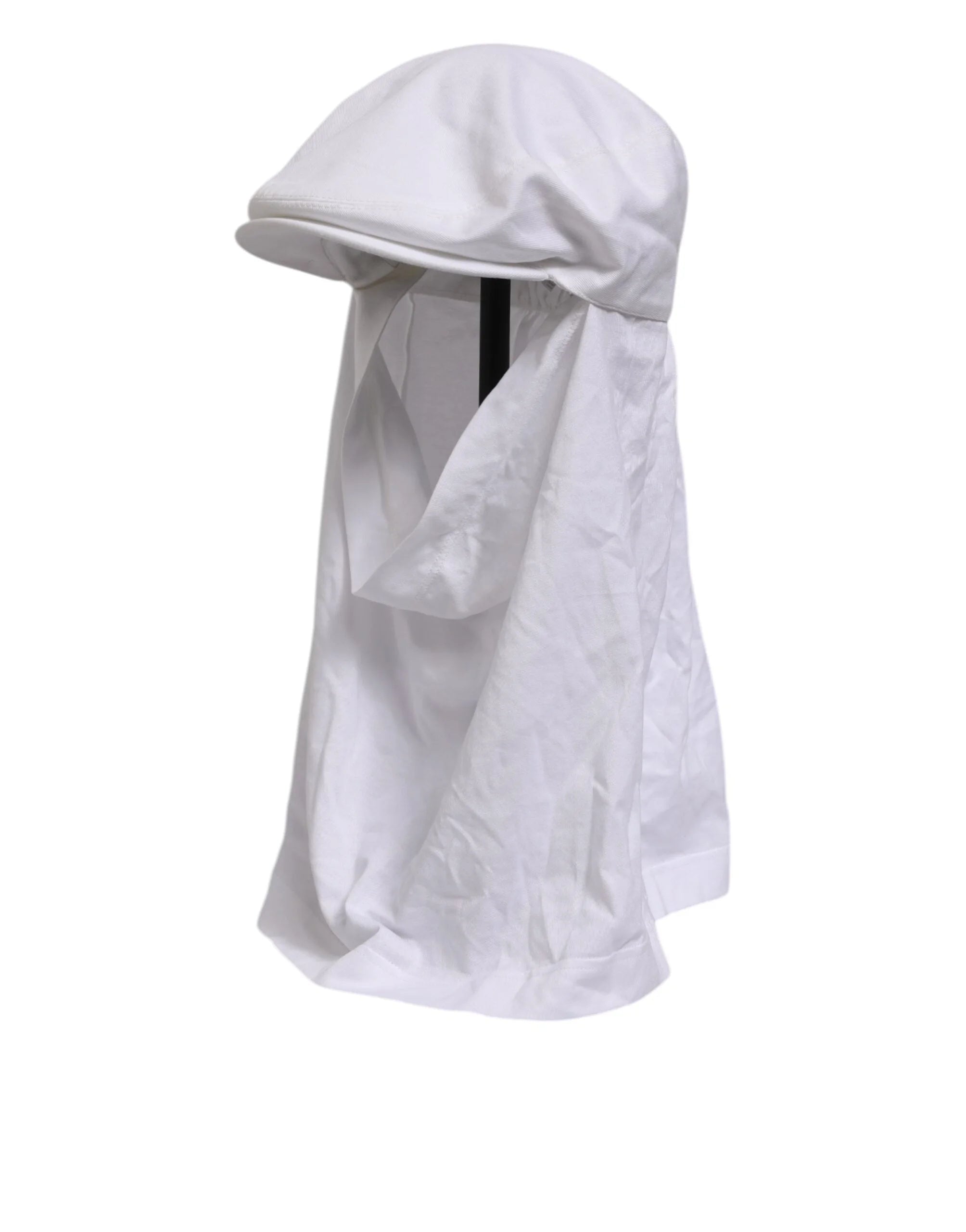 Dolce & Gabbana White Cotton DG Logo Plaque Baseball Balaclava Hat - 60 cm|XL - Balaclavas