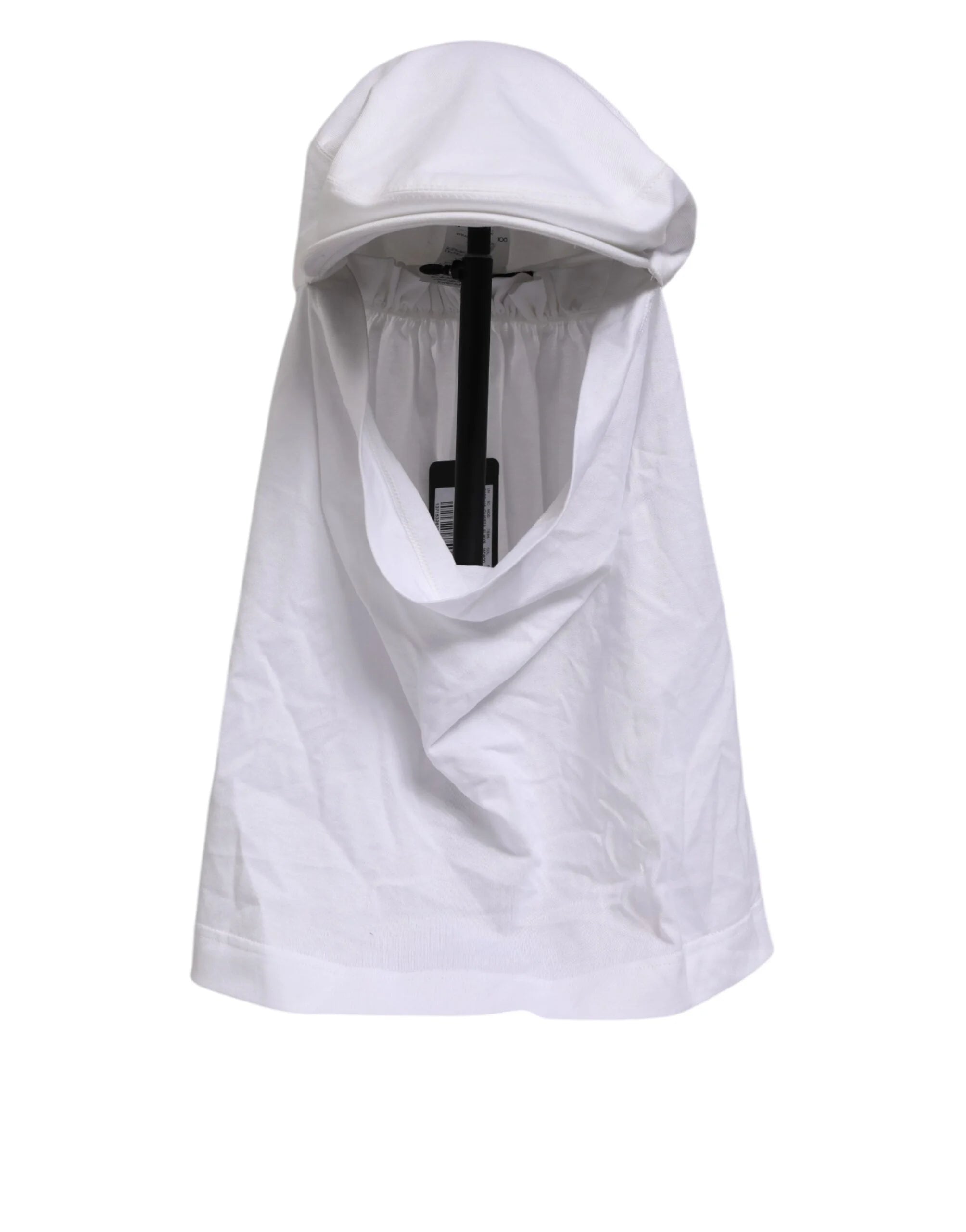 Dolce & Gabbana White Cotton DG Logo Plaque Baseball Balaclava Hat - 60 cm|XL - Balaclavas