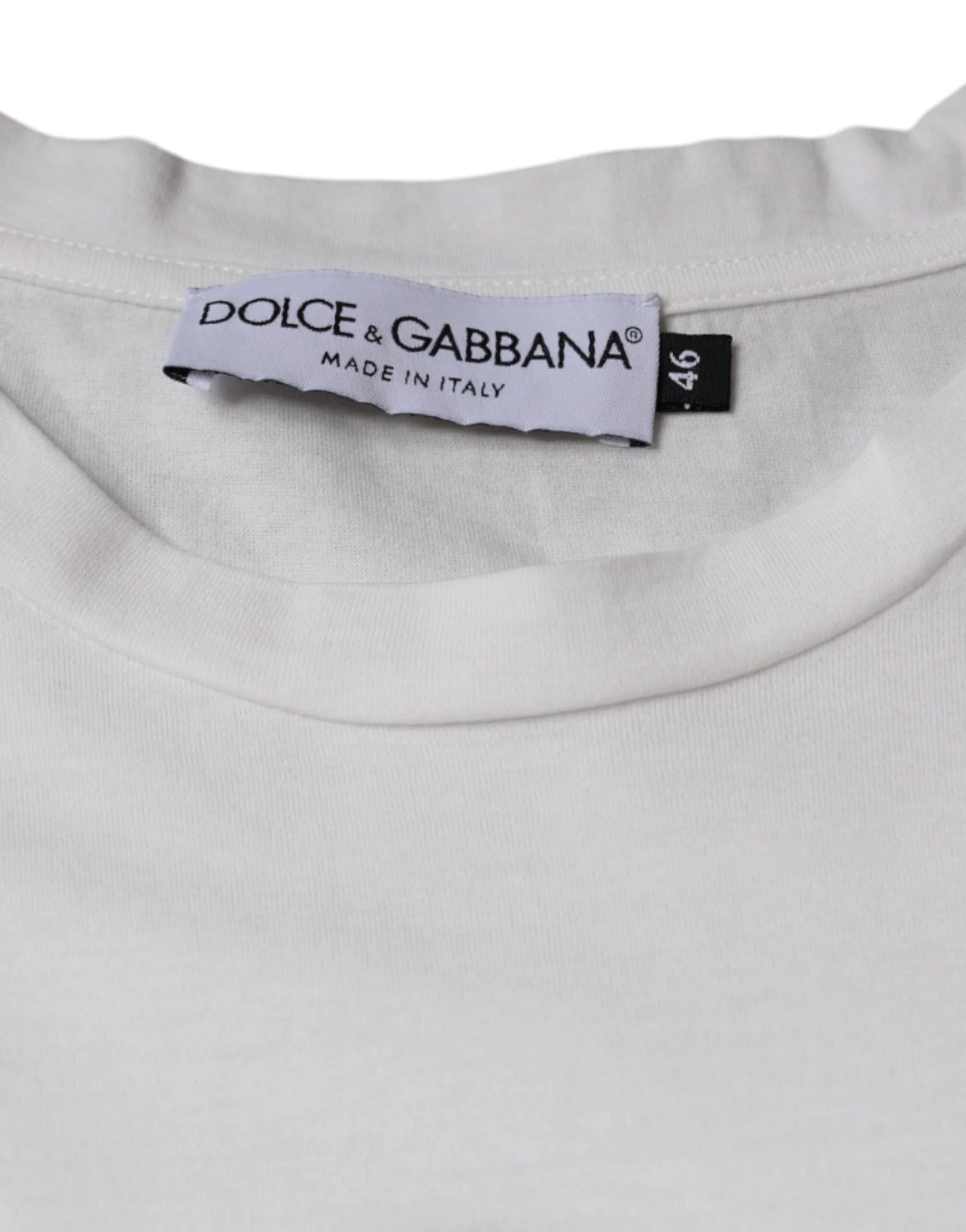 Dolce & Gabbana White Cotton DG Logo Print Casual T-shirt - IT46 | S - T-Shirts