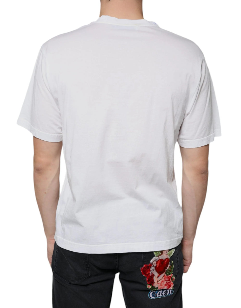 Dolce & Gabbana White Cotton DG Logo Print Casual T-shirt - IT46 | S - T-Shirts