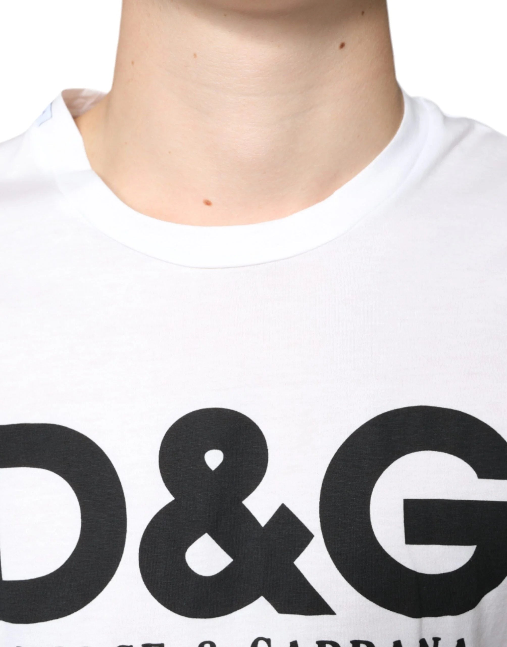 Dolce & Gabbana White Cotton DG Logo Print Casual T-shirt - IT46 | S - T-Shirts