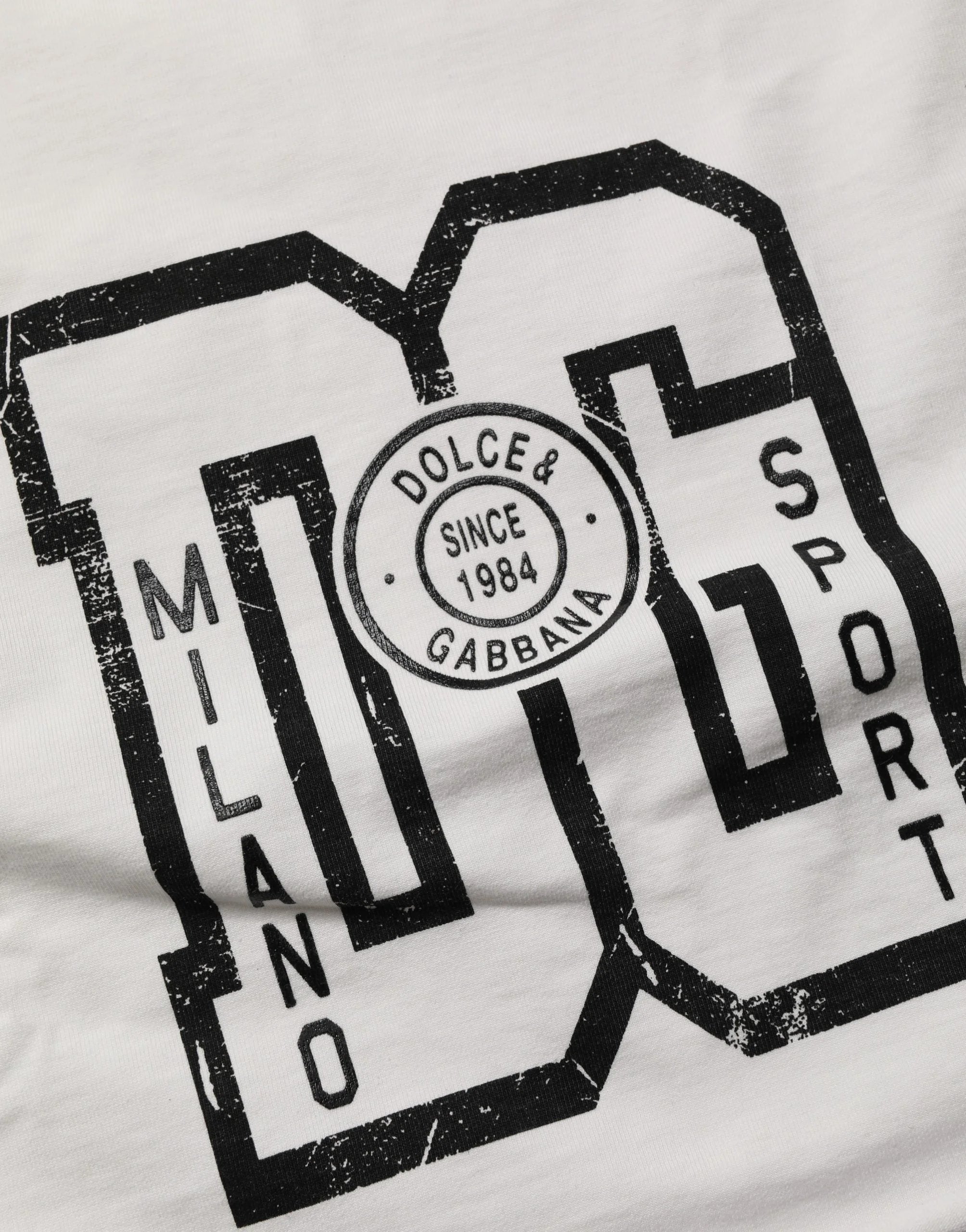 Dolce & Gabbana White Cotton DG Logo Print Cropped Jersey Top - IT40|S