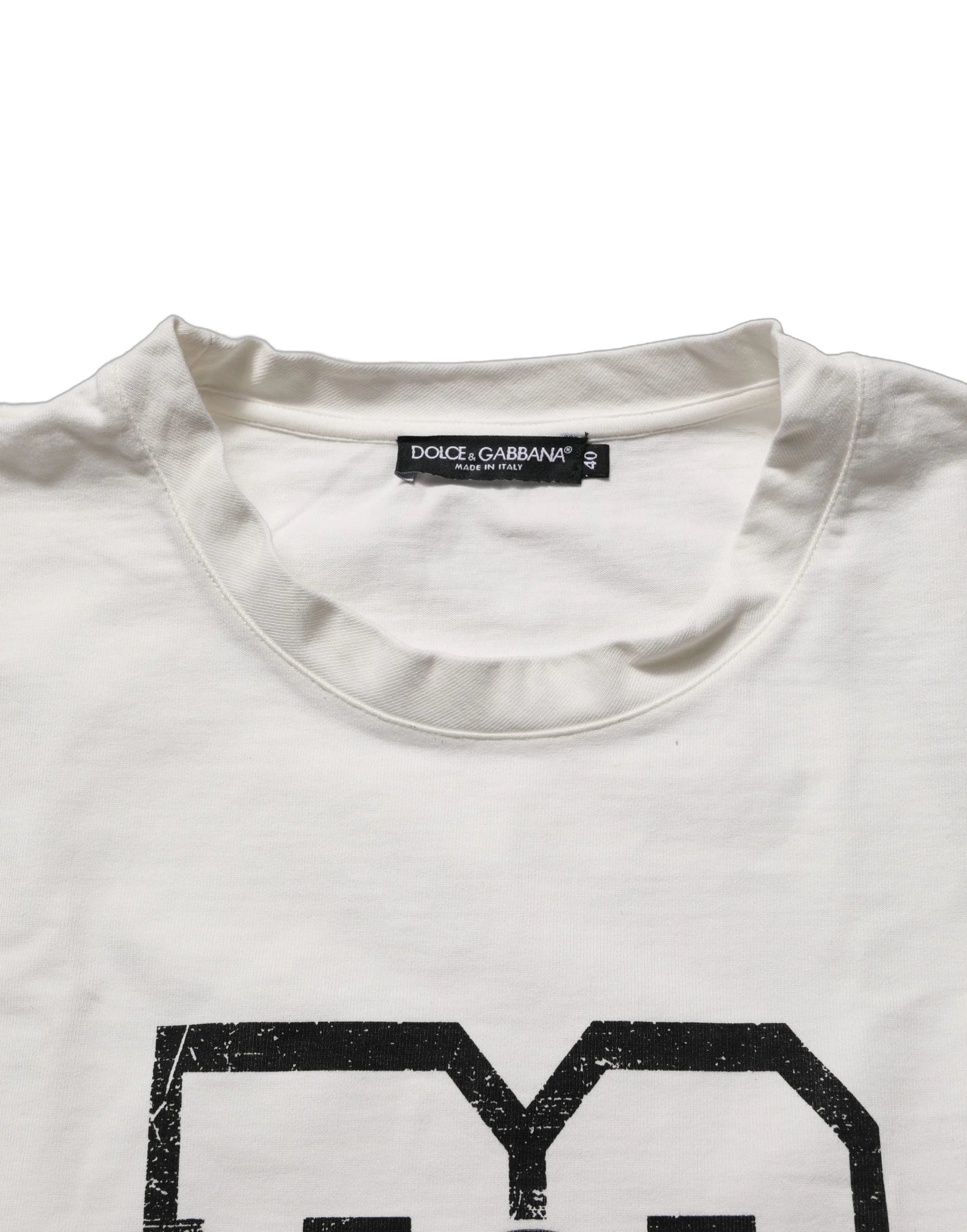 Dolce & Gabbana White Cotton DG Logo Print Cropped Jersey Top - IT40|S