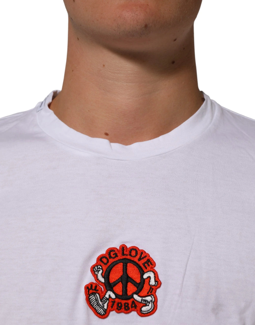Dolce & Gabbana Fehér Pamut DG Love Patch Crew Neck T-shirt