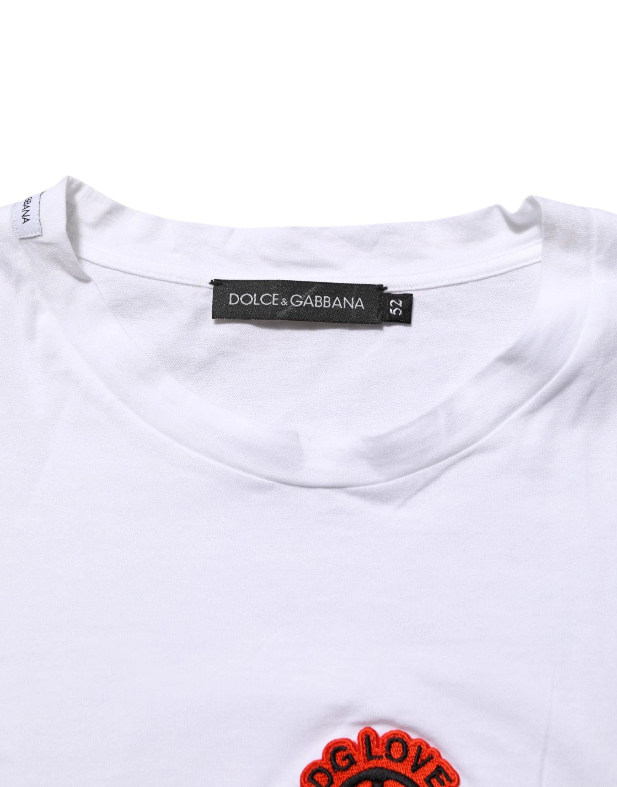 Dolce & Gabbana Fehér Pamut DG Love Patch Crew Neck T-shirt
