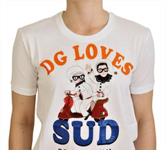 Dolce & Gabbana White Cotton DG Loves SUD T-shirt - T-Shirts