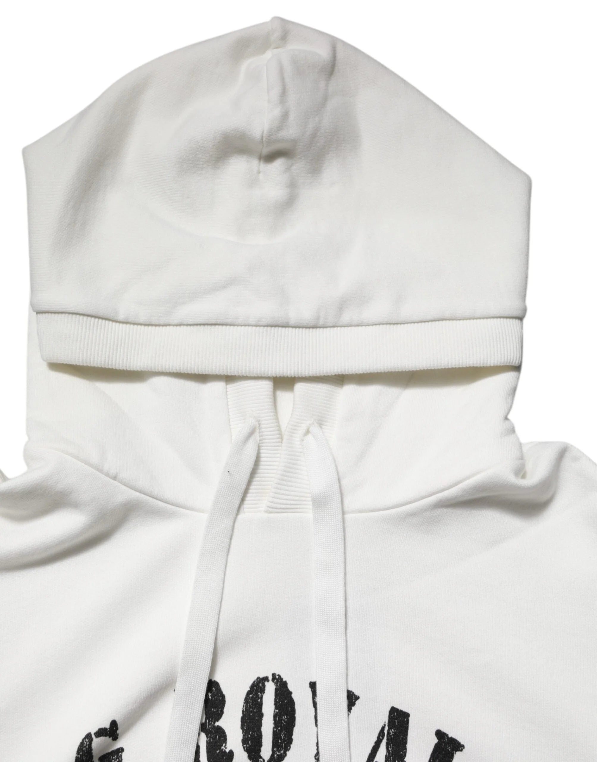 Dolce & Gabbana White Cotton DG ROYAL Print Hooded Sweater - Hoodies