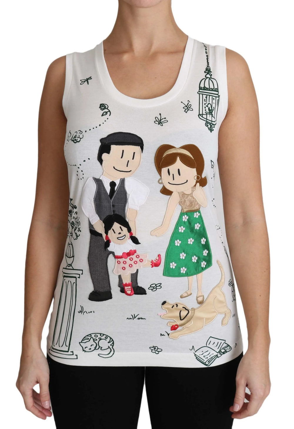 Dolce & Gabbana White Cotton #dgfamily Sleeveless Shirt Tank Top - Tank Tops