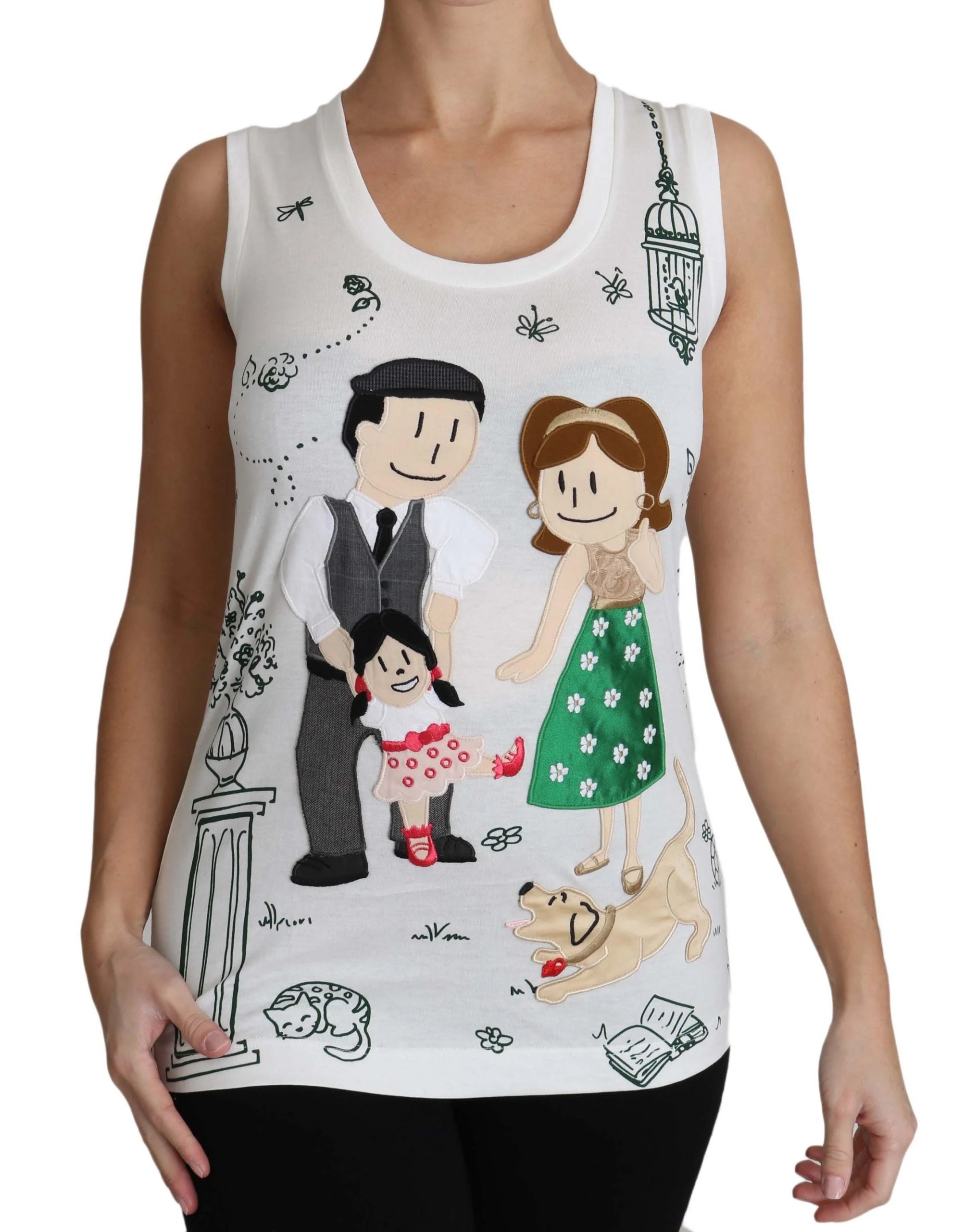 Dolce & Gabbana White Cotton #dgfamily Sleeveless Shirt Tank Top - Tank Tops