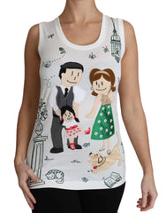 Dolce & Gabbana White Cotton #dgfamily Sleeveless Shirt Tank Top - Tank Tops