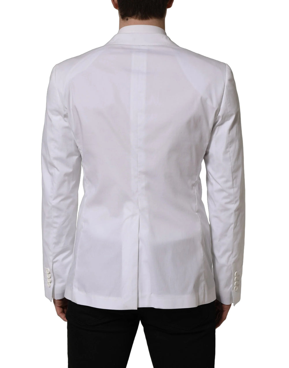 Dolce & Gabbana White Cotton Double Breasted Blazer Jacket - IT46 | M