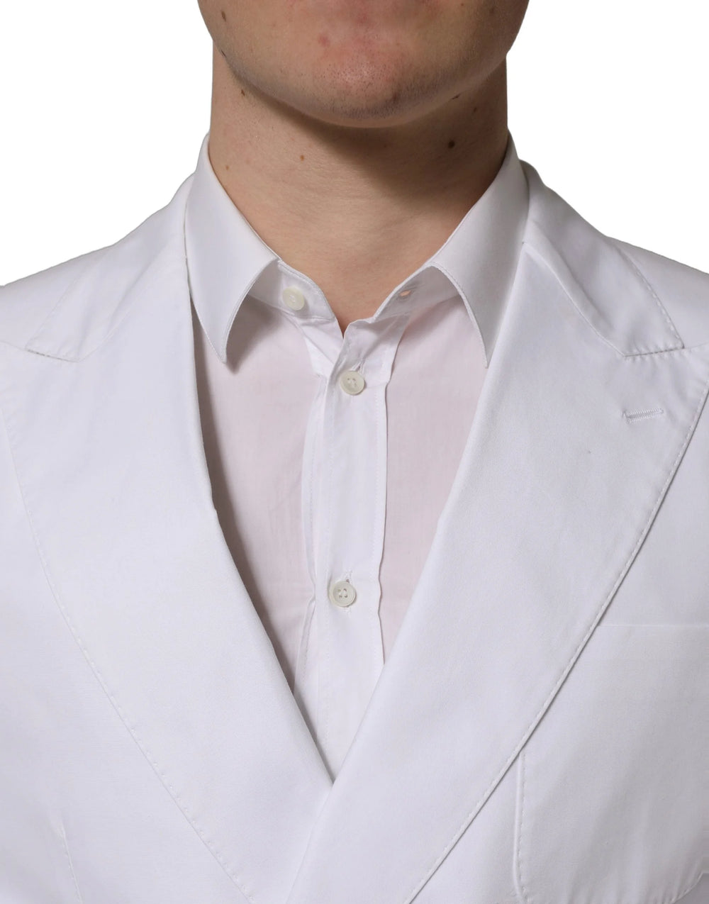Dolce & Gabbana White Cotton Double Breasted Blazer Jacket - IT46 | M