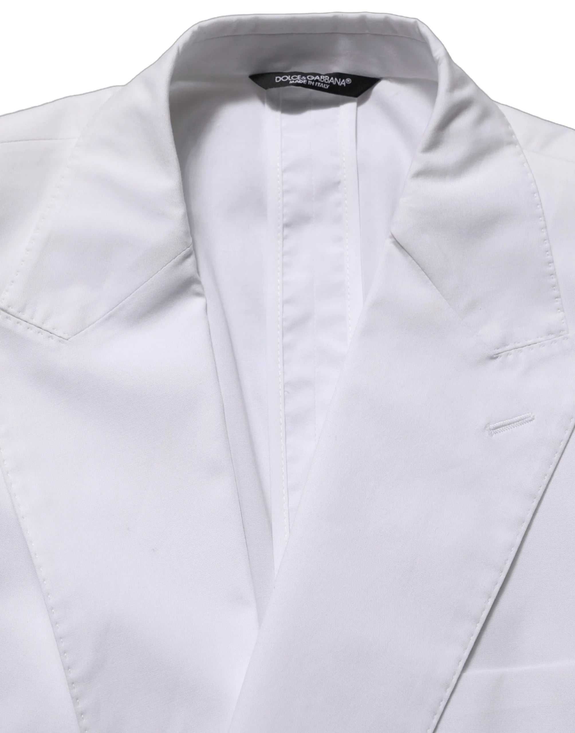 Dolce & Gabbana White Cotton Double Breasted Blazer Jacket - IT46 | M