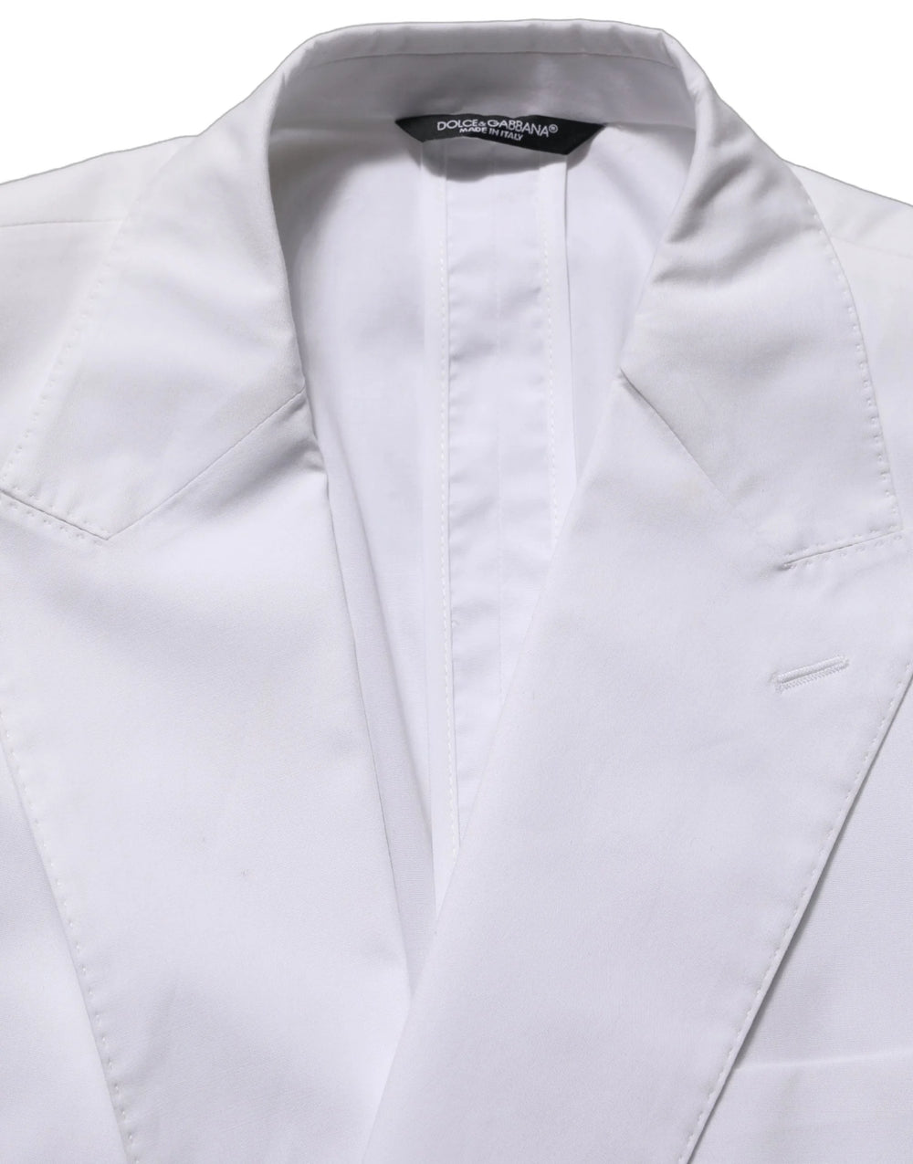 Dolce & Gabbana White Cotton Double Breasted Blazer Jacket - IT46 | M