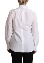 Chemisier à Col Longues Manches Blanche en Coton Dolce & Gabbana - IT44|L