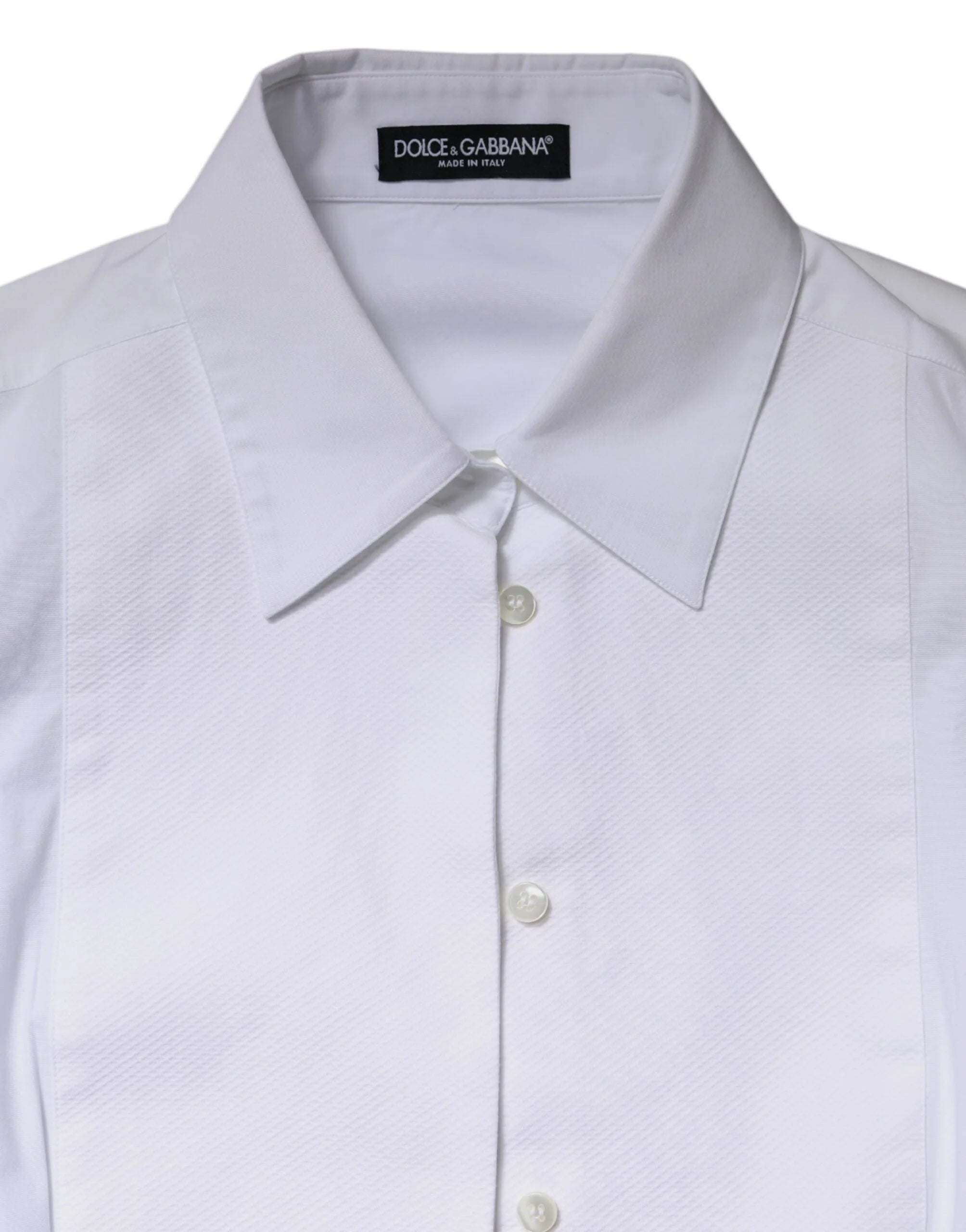 Dolce & Gabbana White Cotton Dress Collared Dress Shirt Top - IT46|XL - Shirts