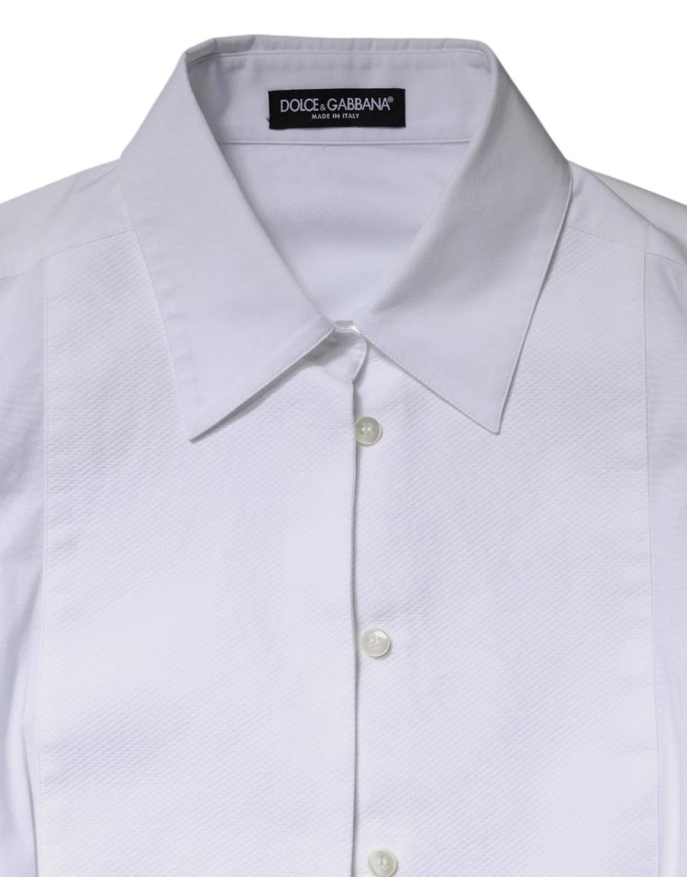 Dolce & Gabbana White Cotton Dress Collared Dress Shirt Top - IT46|XL - Shirts