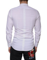Dolce & Gabbana White Cotton Dress GOLD Formal Collared Shirt - IT38 | XS - Shirts