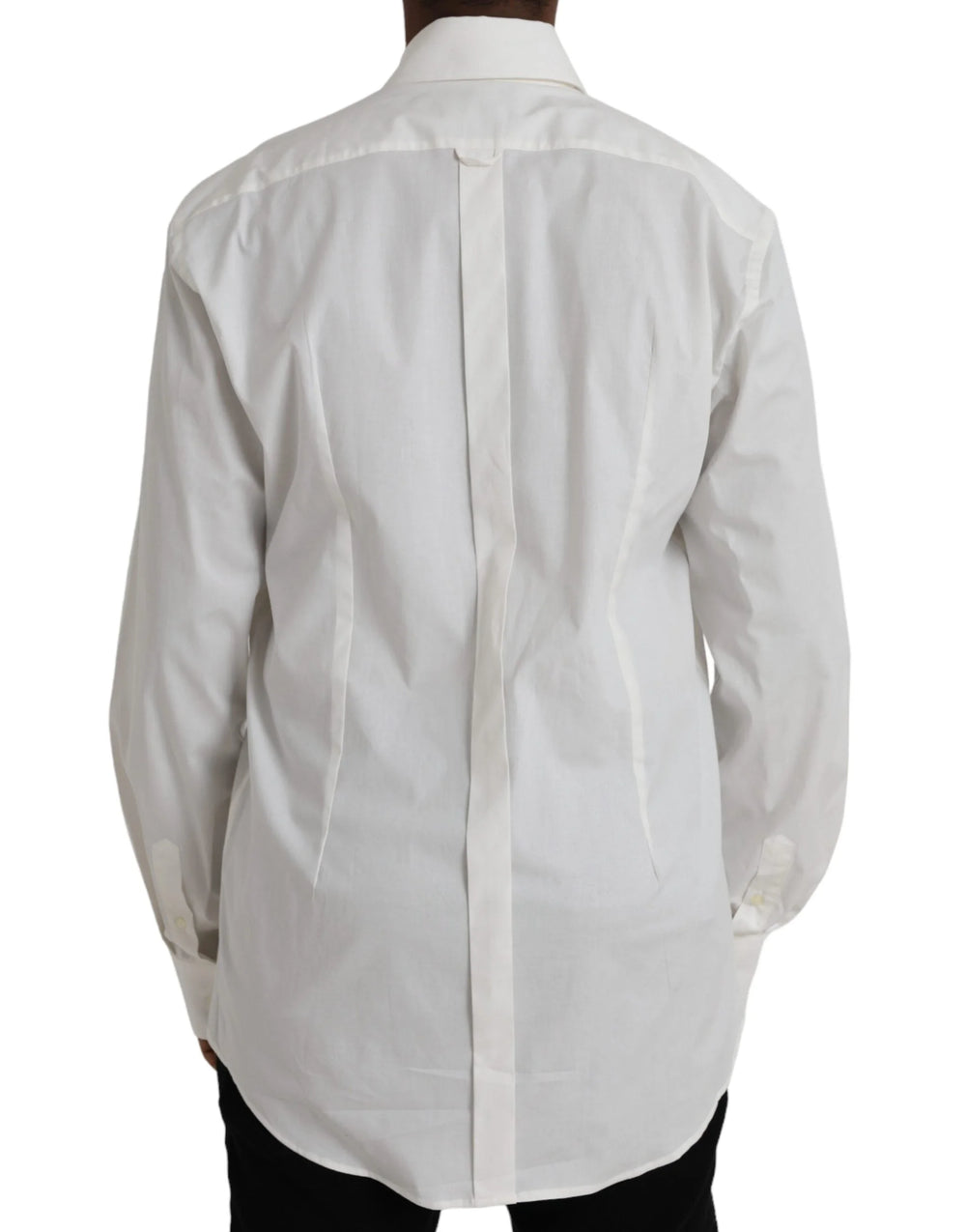 Dolce & Gabbana White Cotton Dress Slim Fit GOLD Shirt - IT44 | 3XL - Shirts