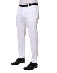 Dolce & Gabbana White Cotton Dress Slim Formal Pants - IT52 | XL - Trousers