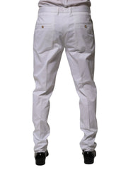 Dolce & Gabbana White Cotton Dress Slim Formal Trouser Pants - IT58 | XXL