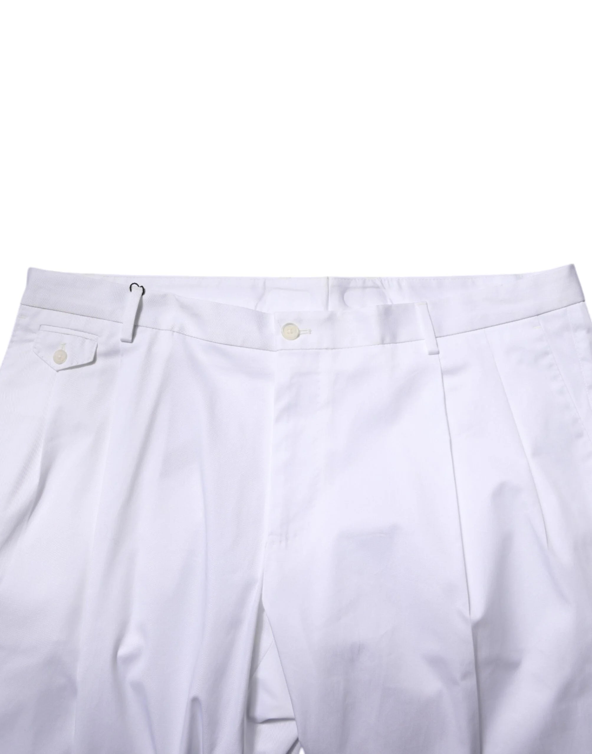 Dolce & Gabbana White Cotton Dress Slim Formal Trouser Pants - IT58 | XXL - Trousers