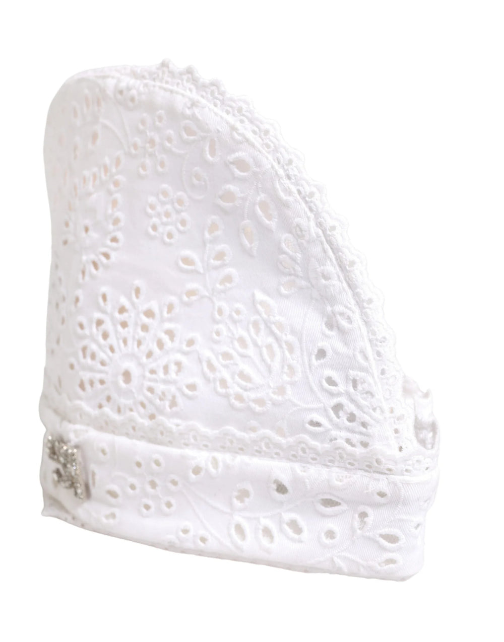 Dolce & Gabbana White Cotton Embroidered DG Crystal Headwear Hat - 57 cm|S - Hats