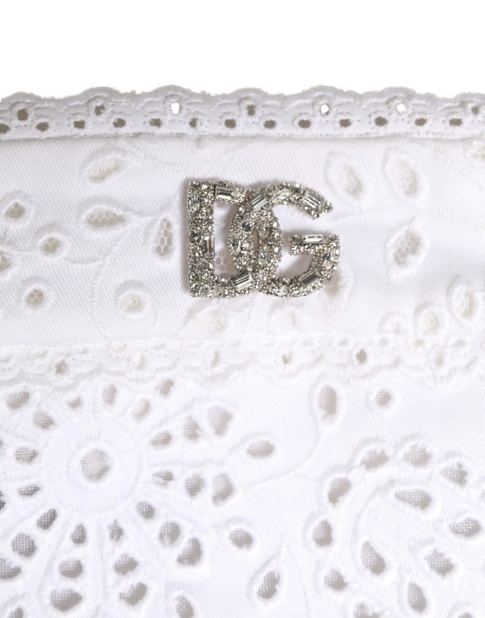 Dolce & Gabbana White Cotton Embroidered DG Crystal Headwear Hat - 57 cm|S - Hats