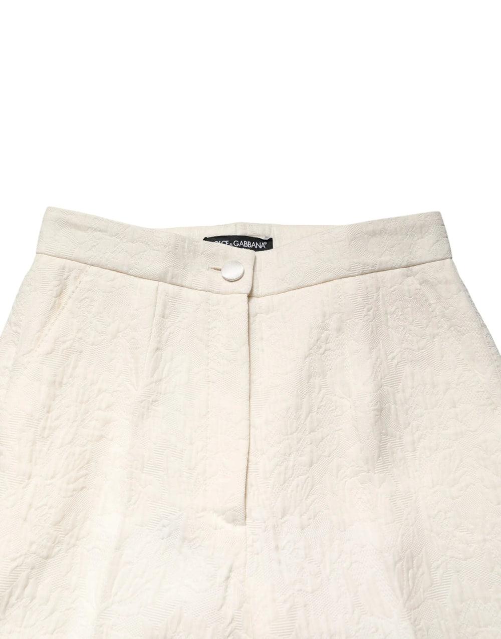 Dolce & Gabbana White Cotton Floral Brocade Dress Pants - IT38 | XS