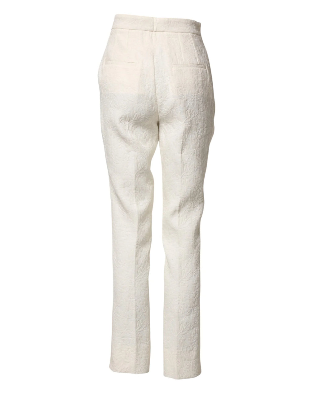 Dolce & Gabbana White Cotton Floral Brocade Dress Pants - IT38 | XS
