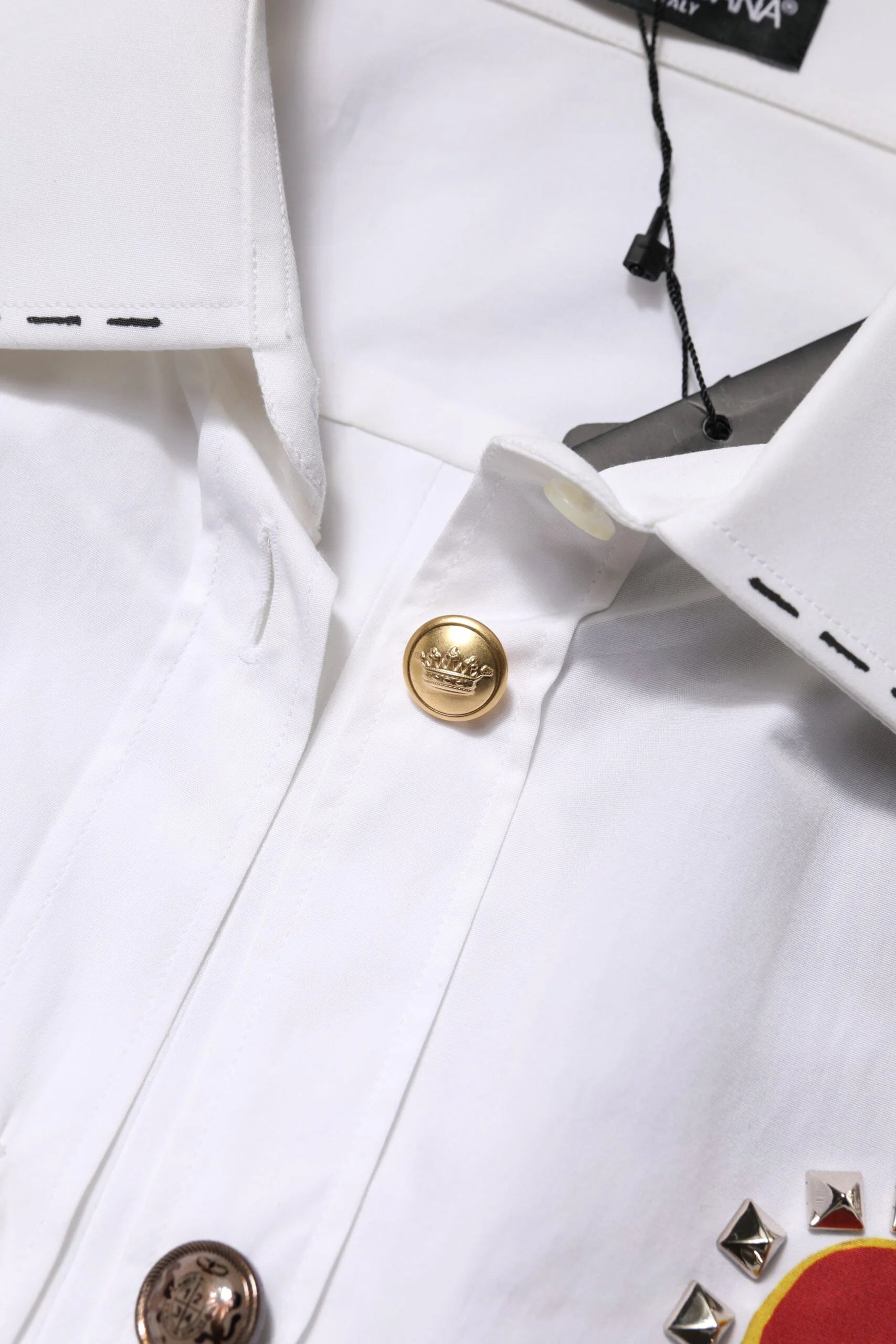 Dolce & Gabbana White Cotton Floral Embellished Shirt Top - IT40|S - Shirts