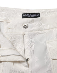 Dolce & Gabbana White Cotton Floral Jacquard Pants - IT38 | XS - Trousers